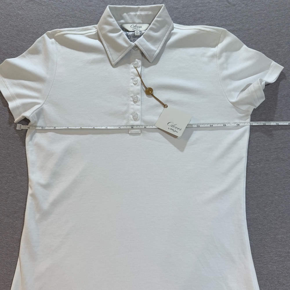Clover Bobby Jones Womens Solid Supreme Short Sleeve Polo Shirt White Size S NWT - Picture 12 of 16